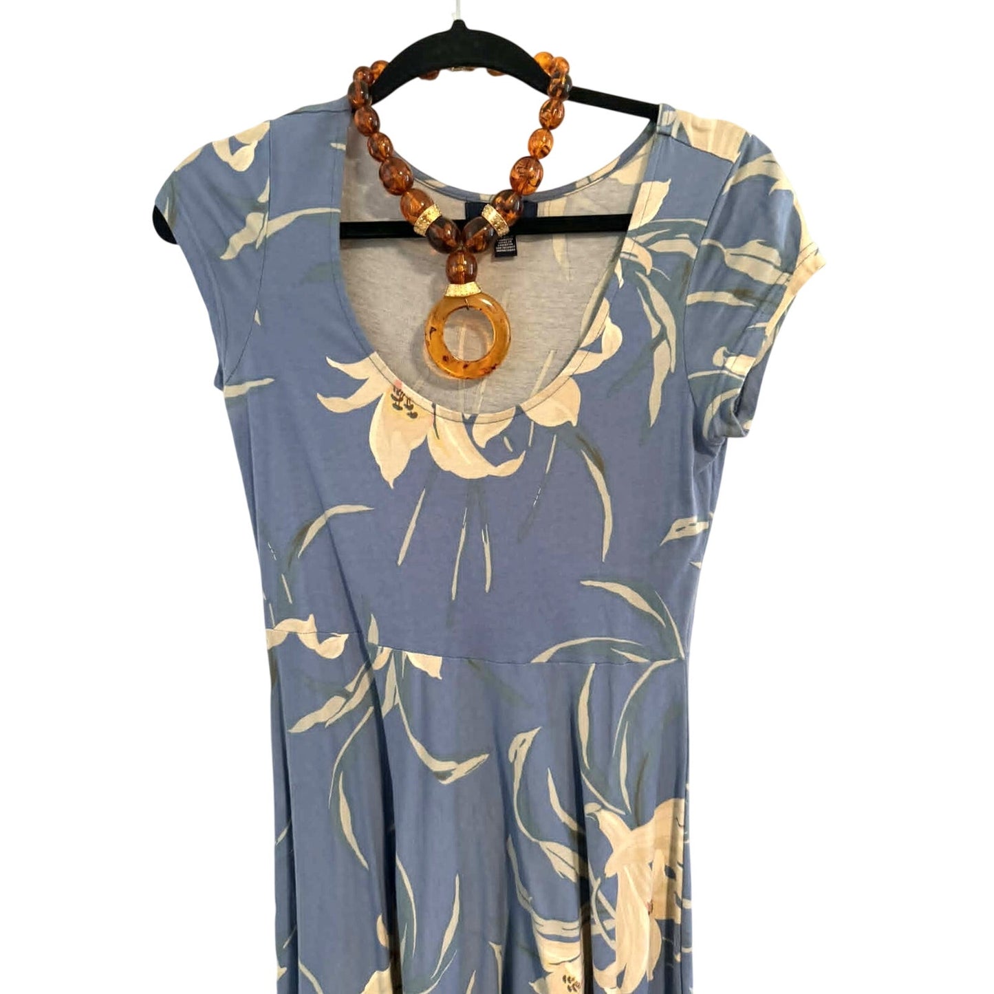 Chaps Blue Floral Maxi Dress S 100% Cotton