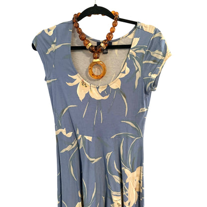 Chaps Blue Floral Maxi Dress S 100% Cotton