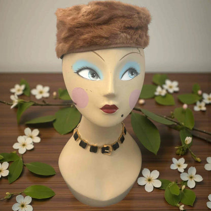 ONLY ONE!!! Vintage 1950s Mink Fur Pillbox Hat Cecile Original Classic Cocktail Jackie O EUC