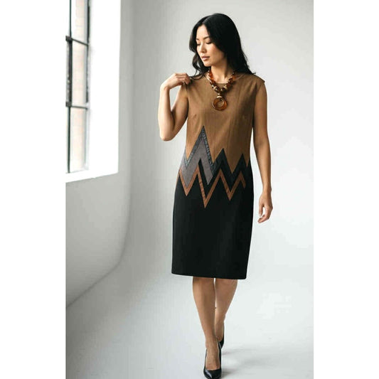 Joseph Ribkoff Faux Suede Chevron Sheath Dress – NWT – Size 8