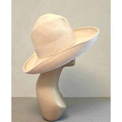 ONLY ONE!!! Vintage Ted Lapidus Paris Cream Wool Felt Wide Brim Hat France