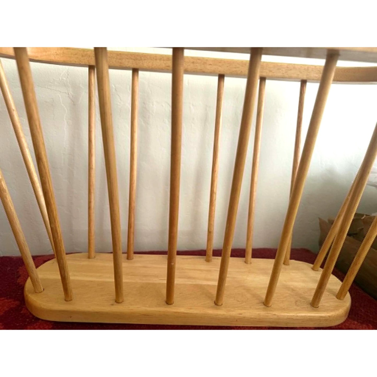 Vintage Windsor Style Wood Magazine Rack – Mid Century Modern Spindle Holder
