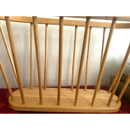 Vintage Windsor Style Wood Magazine Rack – Mid Century Modern Spindle Holder