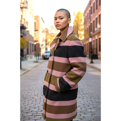 Vintage Betty Rose Striped Wool Coat | Mod 60s–70s Statement