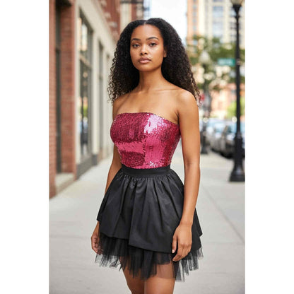 ONLY ONE!!! Vintage Betsey Johnson Pink & Black Sequin Party Dress ~ Size 4