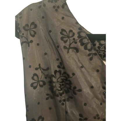 ONLY ONE!!! Vintage 1950s Black Flocked Tulle Cocktail Dress ~ Size S/M