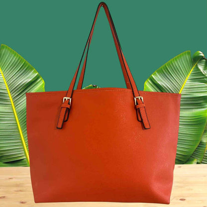 ONLY ONE!!! New Michael Kors Persimmon Orange Jet Set Travel Saffiano Leather Top Zip Tote
