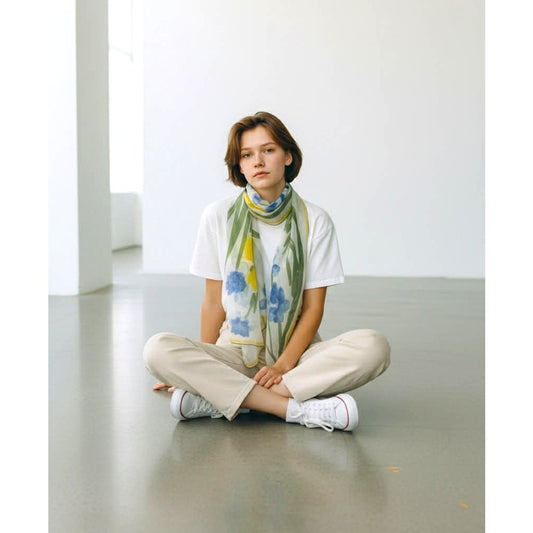 ONLY ONE!!! Vintage Vera Neumann Silk Chiffon Floral Scarf Made in Japan