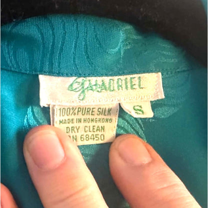 Vintage Galadriel 100% Pure Silk Teal Robe with Belt & Pockets NWT
