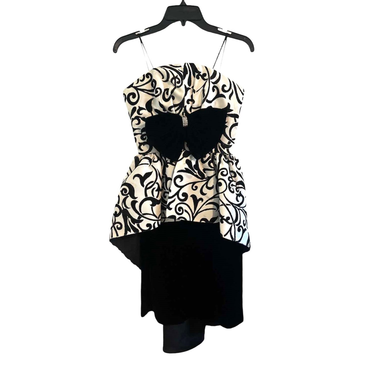 ONLY ONE!!! Vintage 1980s DARCY Black & White Strapless Party Dress 3/4