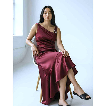 ONLY ONE!!! Vintage Blondie Nites by Linda Bernell Burgundy Satin Evening Dress – 1920s-Inspired Rhinestone Strap Gown