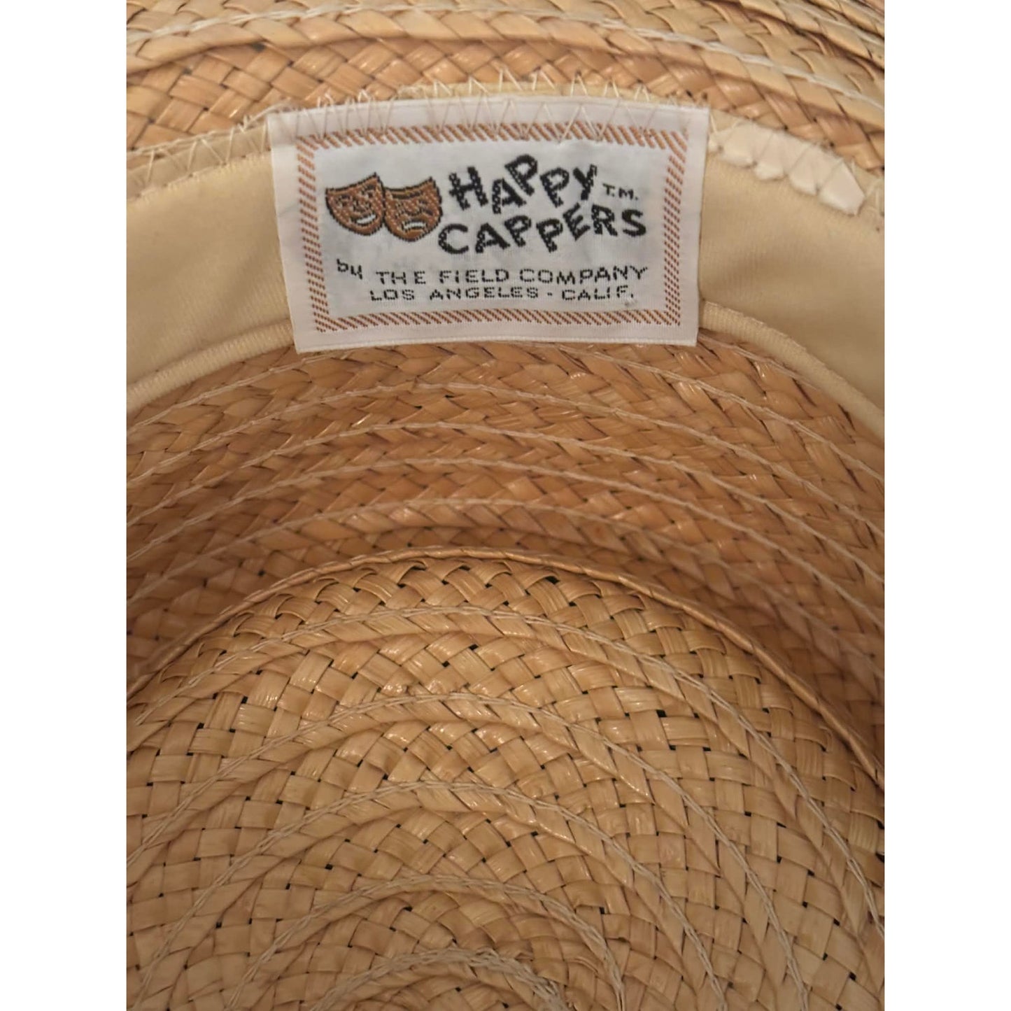 ONLY ONE!!! Vintage 1970s Happy Cappers By The Field Company CA Straw Wide Brim Hat