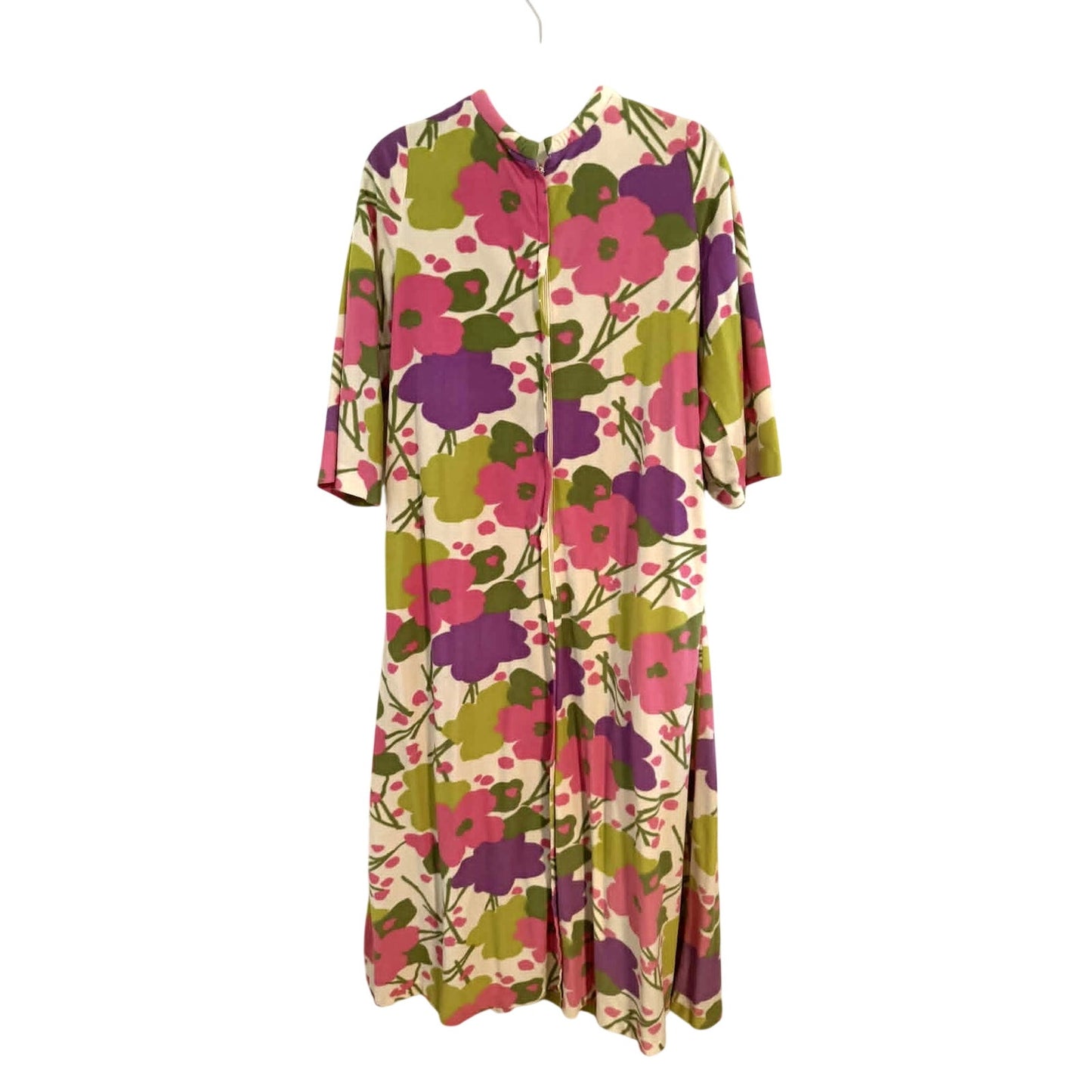 Vintage 1970s Fashions by Marilyn NY Floral Zip Front Robe