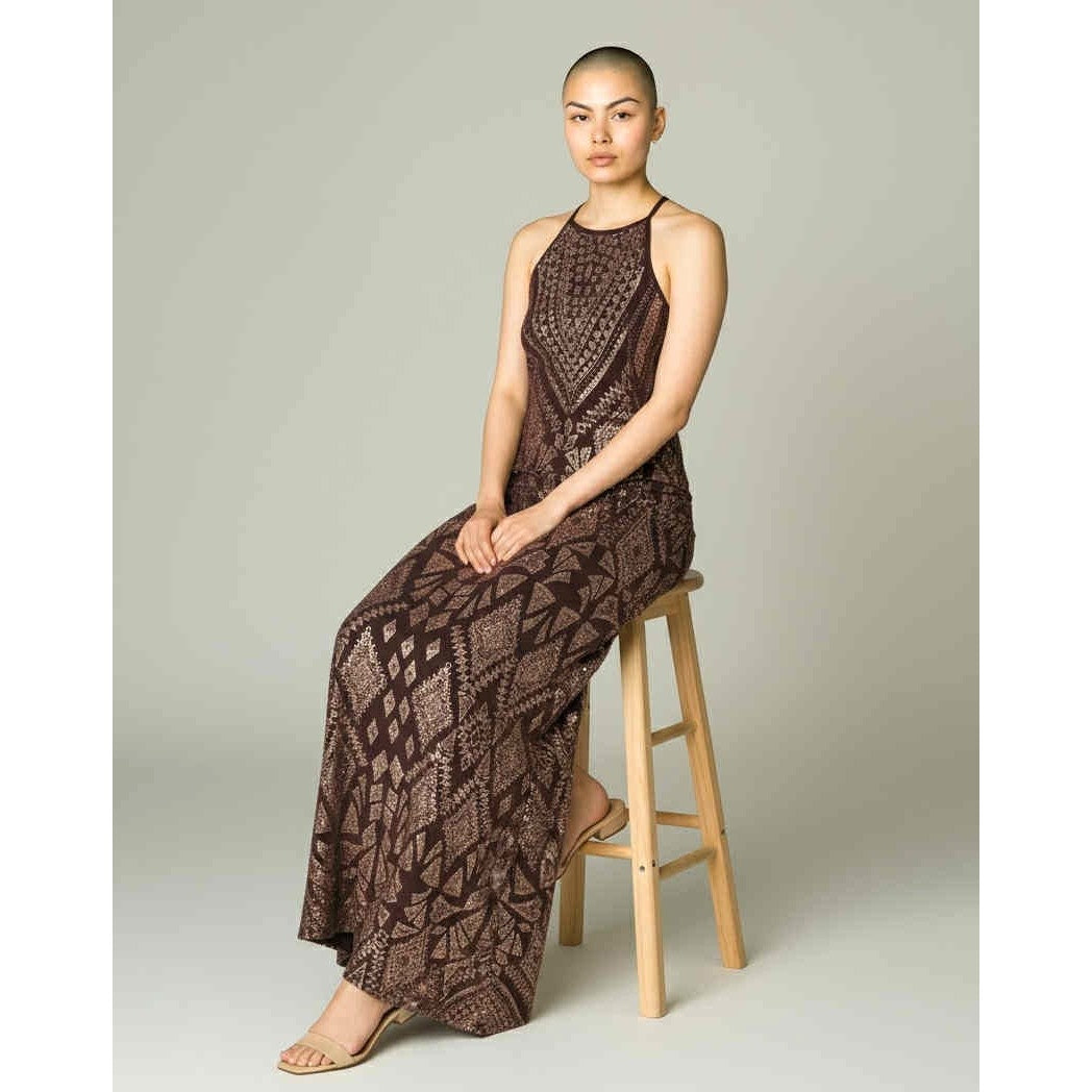 ONLY ONE!!! Vintage 90s Metallic Plum & Gold Halter Evening Gown by JUMP (Size 3/4)