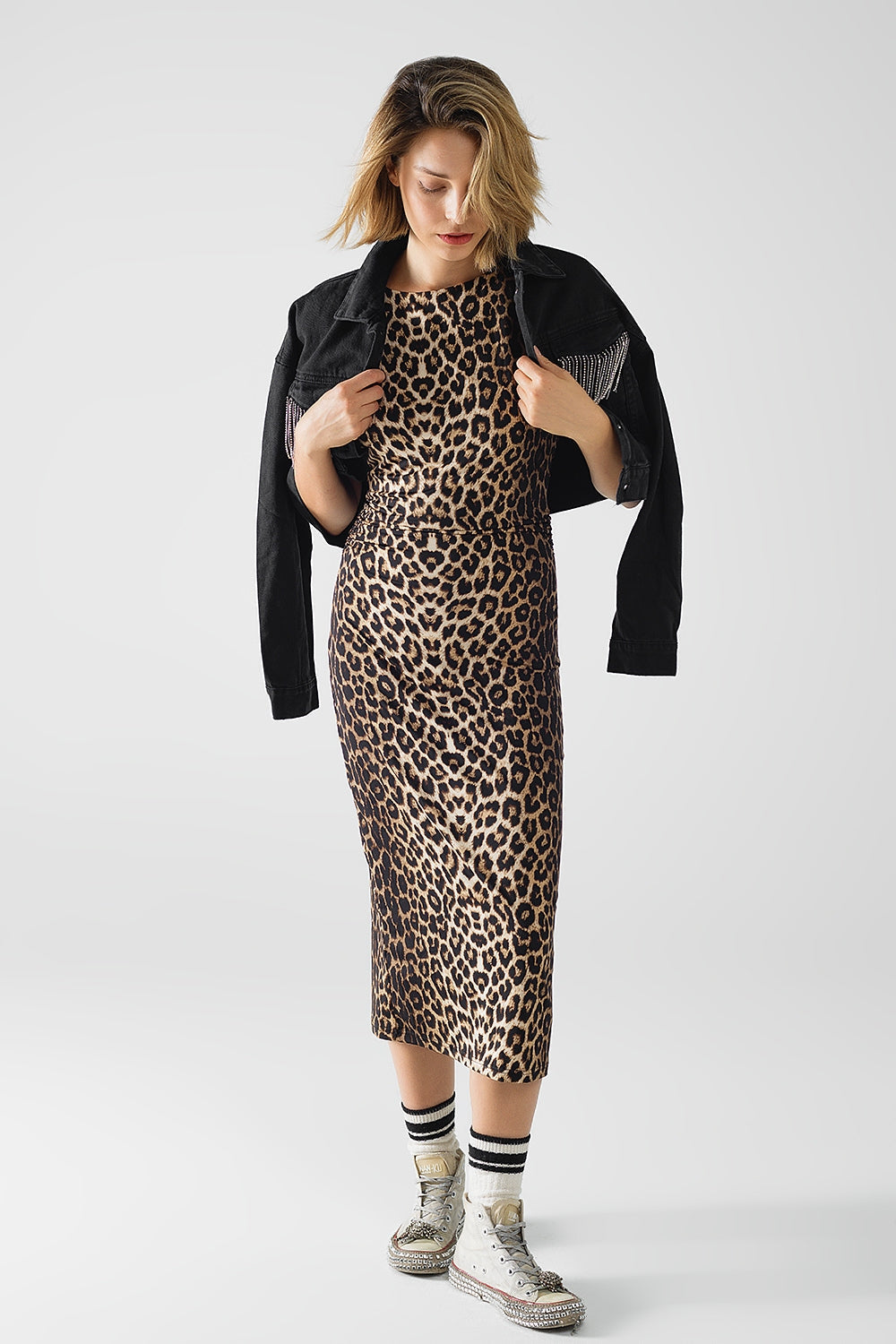 Leopard Print Q2 Sleeveless Midi Dress – Everyday to Evening