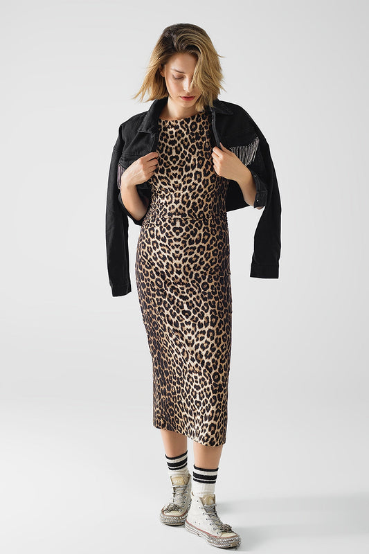 Leopard Print Q2 Sleeveless Midi Dress – Everyday to Evening
