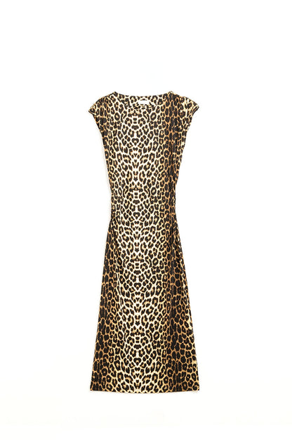 Leopard Print Q2 Sleeveless Midi Dress – Everyday to Evening