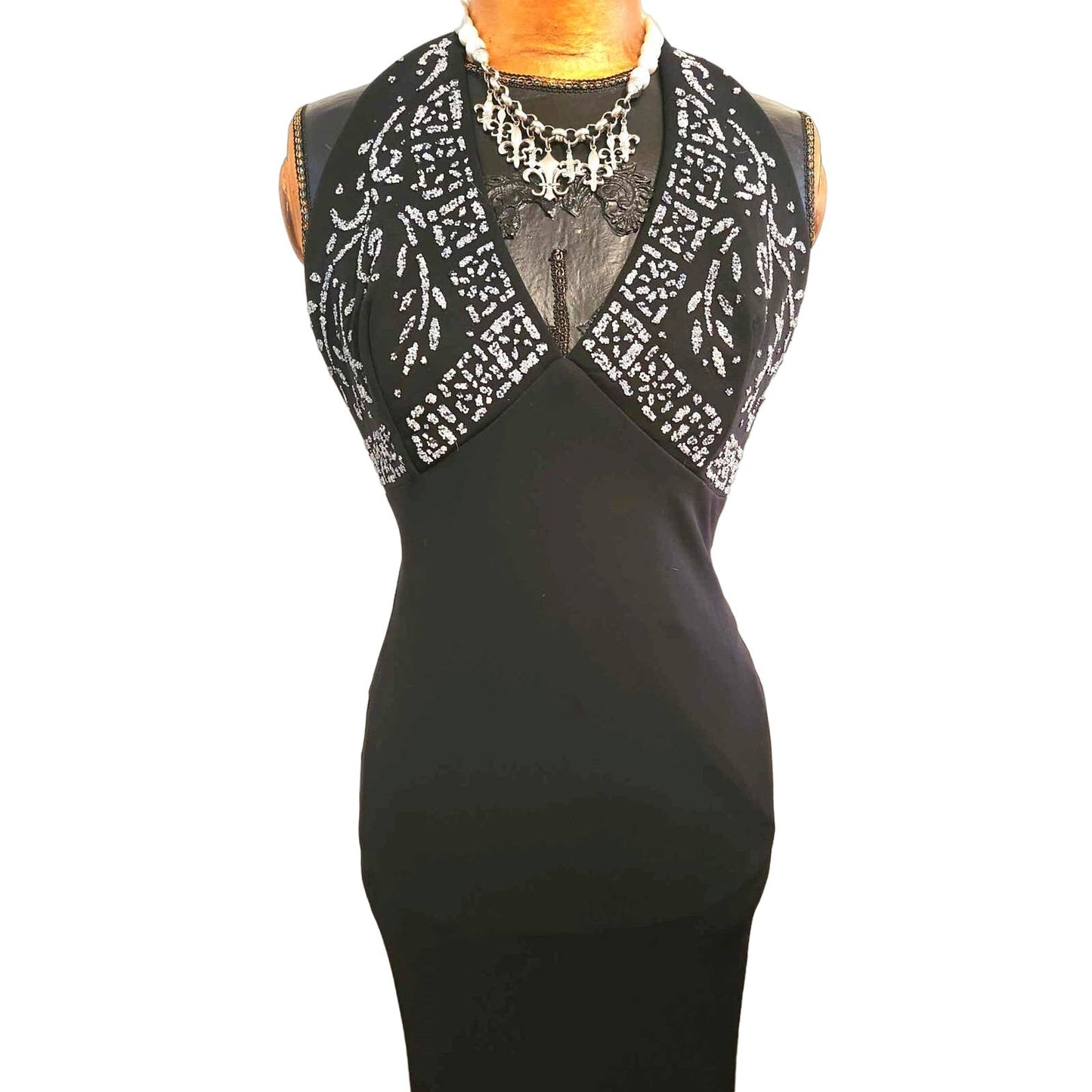 ONLY ONE!!! Vintage Parisline Paris Line Black White Halter Gown Size M