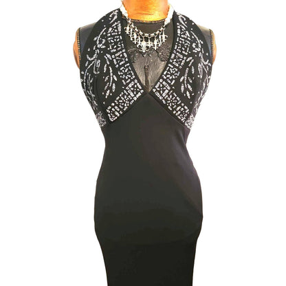 ONLY ONE!!! Vintage Parisline Paris Line Black White Halter Gown Size M