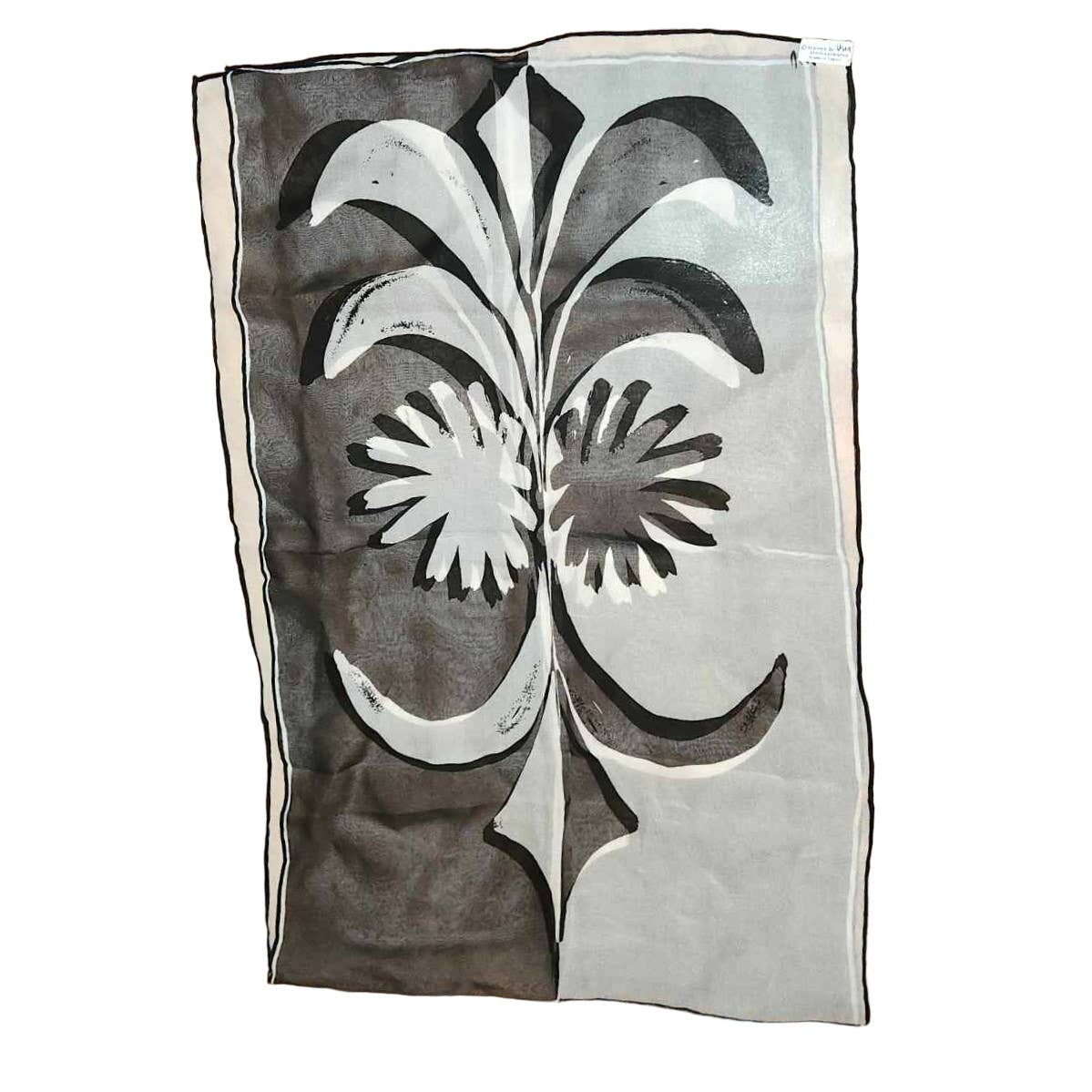 ONLY ONE!!! Vintage Vera Neumann Signed Black & White Silk Chiffon Oblong Scarf