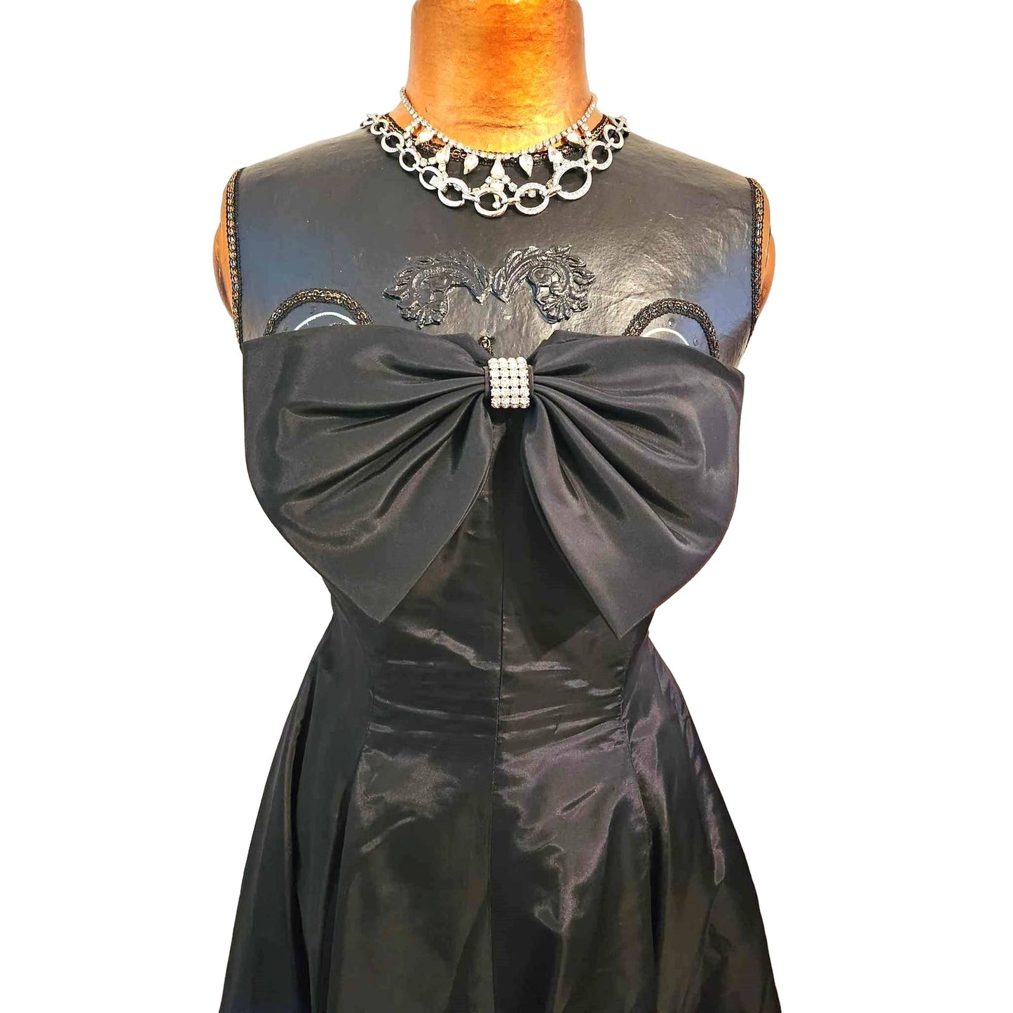 ONLY ONE!!! Vintage 1980s CLIMAX David Howard Black Strapless Party Dress Sz 11/12