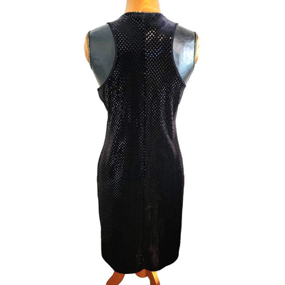 ONLY ONE!!! Vintage Ralph Ralph Lauren Black Sleeveless Velvet Sparkle Dress ~ Size L