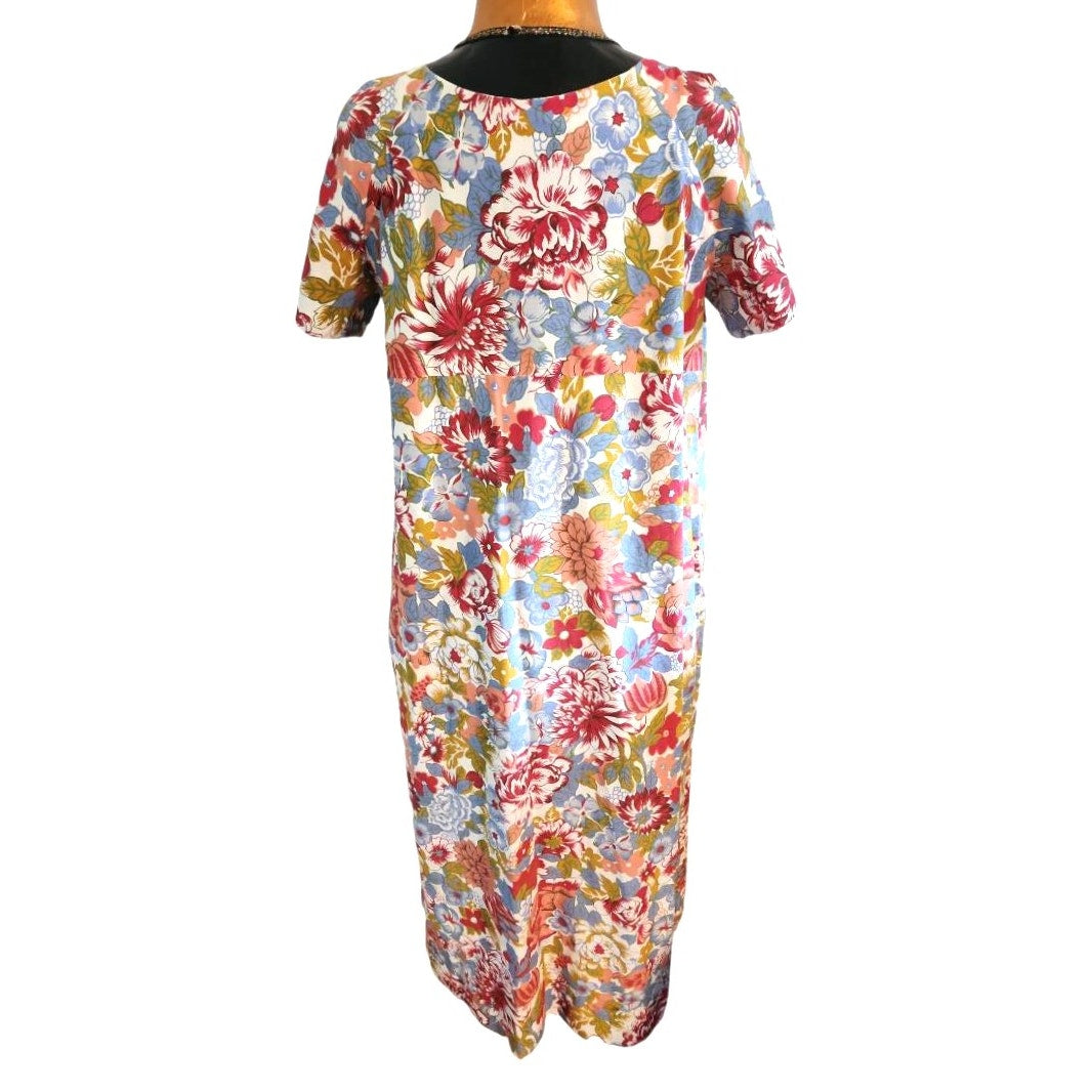 ONLY ONE!!! Vintage 1970s Made in Hawaii 100% Cotton Long Floral Maxi Dress M