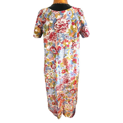 ONLY ONE!!! Vintage 1970s Made in Hawaii 100% Cotton Long Floral Maxi Dress M