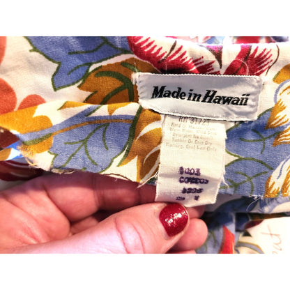 ONLY ONE!!! Vintage 1970s Made in Hawaii 100% Cotton Long Floral Maxi Dress M