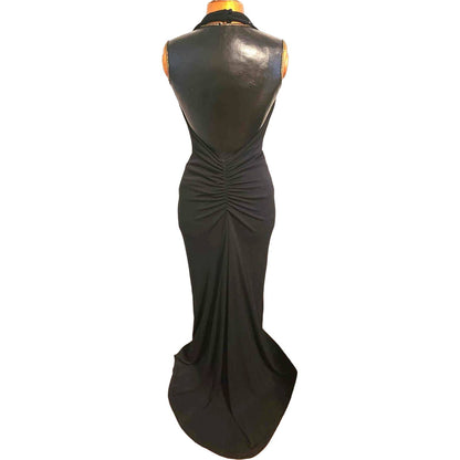 ONLY ONE!!! Vintage Parisline Paris Line Black White Halter Gown Size M