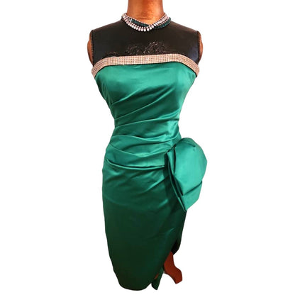 ONLY ONE!!! Vintage Julie Duroche After Five Saks Fifth Avenue Satin Green Strapless Gown ~ Size 6