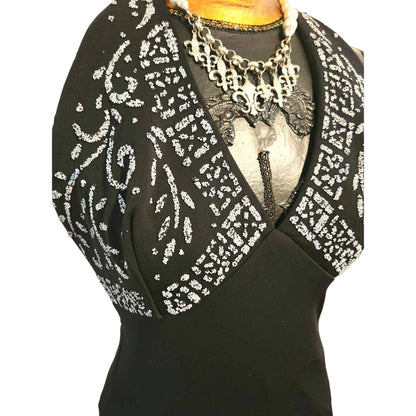 ONLY ONE!!! Vintage Parisline Paris Line Black White Halter Gown Size M