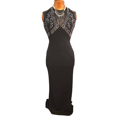 ONLY ONE!!! Vintage Parisline Paris Line Black White Halter Gown Size M