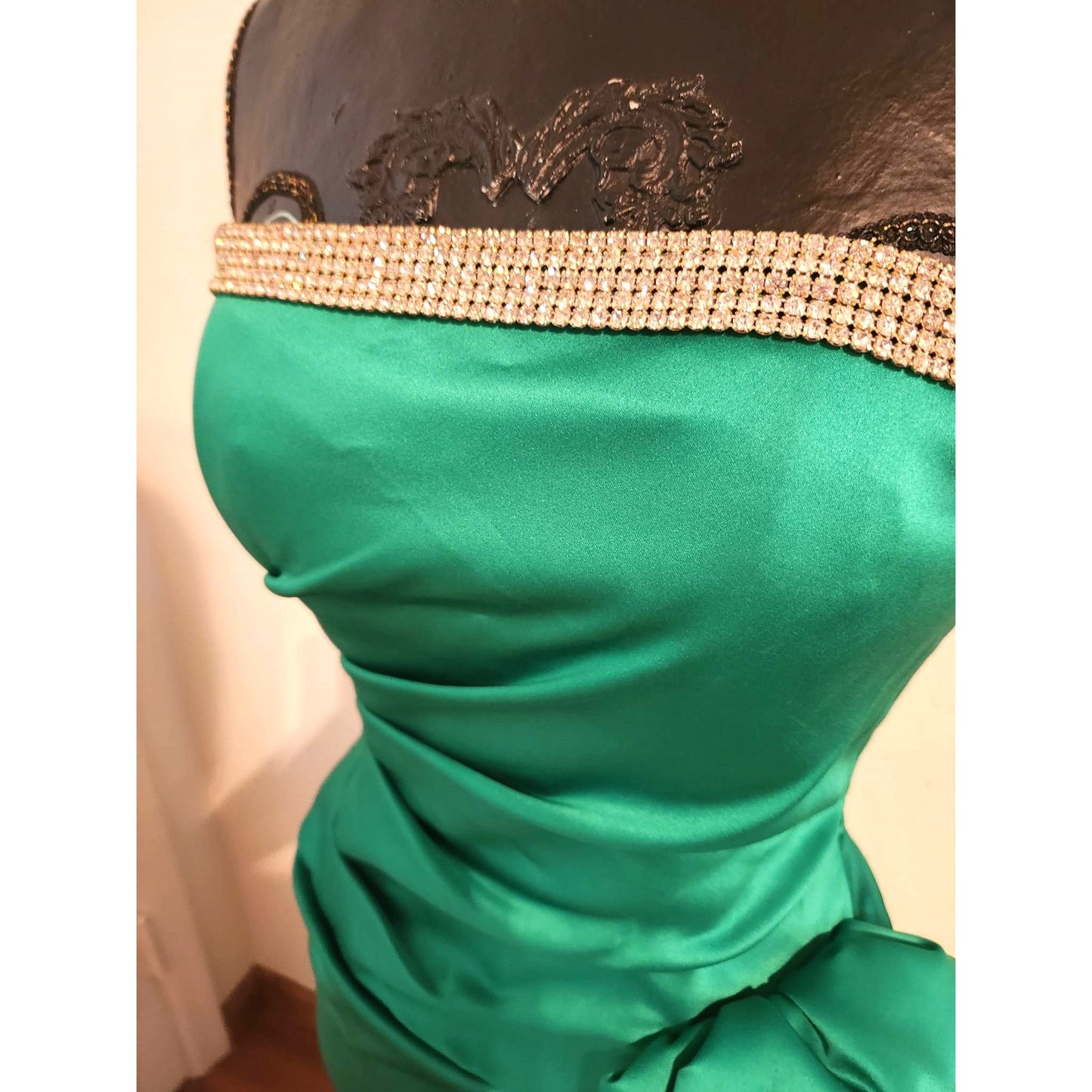 ONLY ONE!!! Vintage Julie Duroche After Five Saks Fifth Avenue Satin Green Strapless Gown ~ Size 6