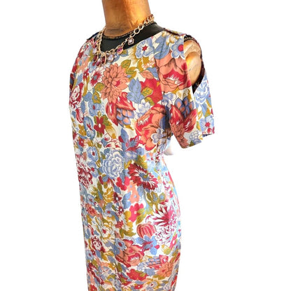 ONLY ONE!!! Vintage 1970s Made in Hawaii 100% Cotton Long Floral Maxi Dress M