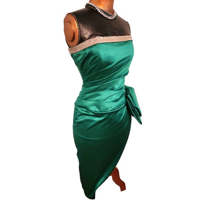 ONLY ONE!!! Vintage Julie Duroche After Five Saks Fifth Avenue Satin Green Strapless Gown ~ Size 6