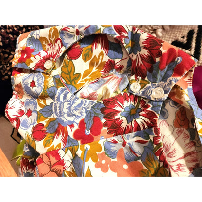 ONLY ONE!!! Vintage 1970s Made in Hawaii 100% Cotton Long Floral Maxi Dress M