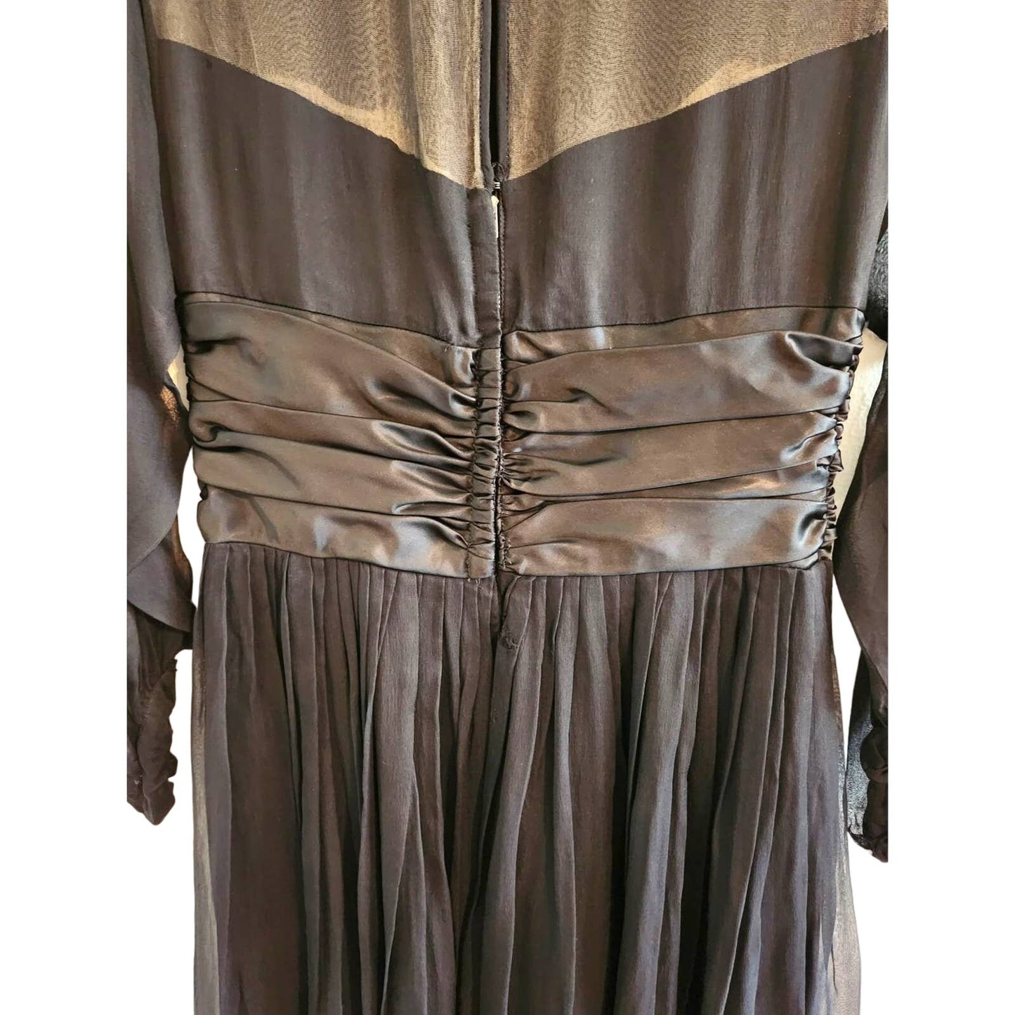 ONLY ONE!!! Vintage 1950s Black Chiffon Cocktail Dress – Sheer Illusion Bodice & Full Swing Skirt