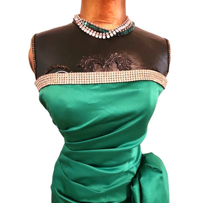 ONLY ONE!!! Vintage Julie Duroche After Five Saks Fifth Avenue Satin Green Strapless Gown ~ Size 6
