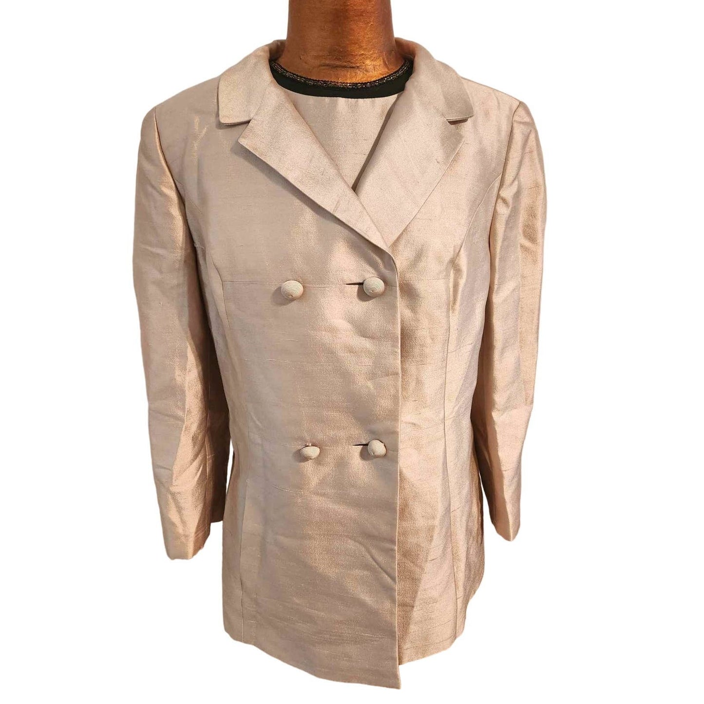 ONLY ONE!!! Vintage 1960s Raw Silk Jacket & Shell Top Set ~ Size L