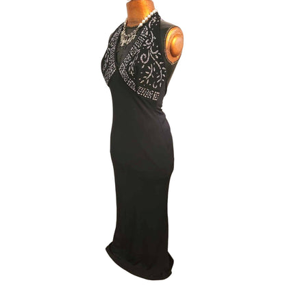 ONLY ONE!!! Vintage Parisline Paris Line Black White Halter Gown Size M