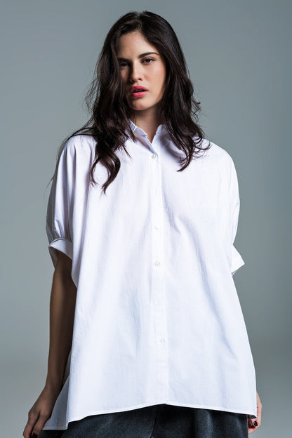 Made in Italy Oversized White Cotton Shirt Dress Blouse