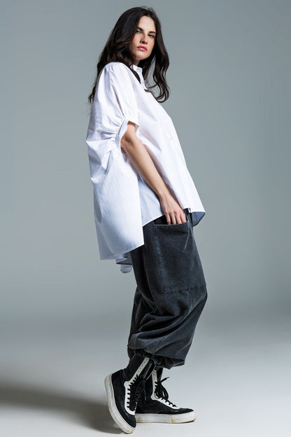 Made in Italy Oversized White Cotton Shirt Dress Blouse