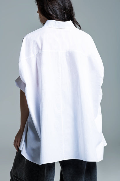 Made in Italy Oversized White Cotton Shirt Dress Blouse