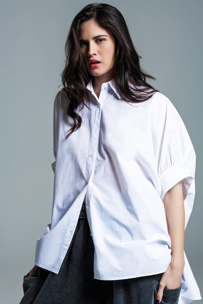 Made in Italy Oversized White Cotton Shirt Dress Blouse