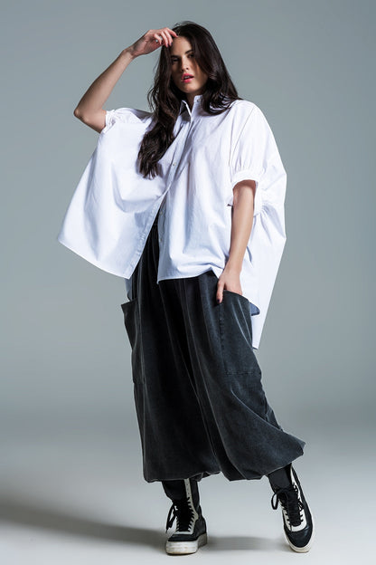 Made in Italy Oversized White Cotton Shirt Dress Blouse
